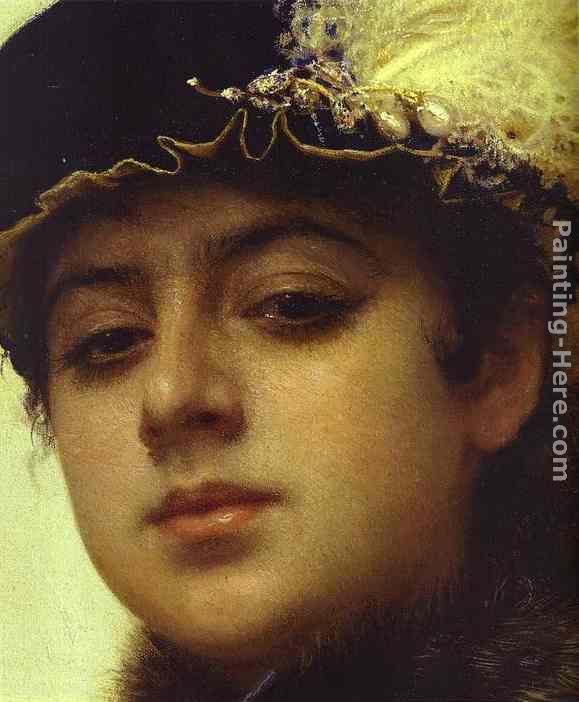 Portrait of a Woman [detail] painting - Ivan Nikolaevich Kramskoy Portrait of a Woman [detail] art painting